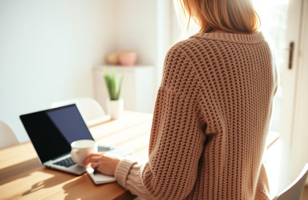 UK professional reviewing payslip and laptop at a home desk